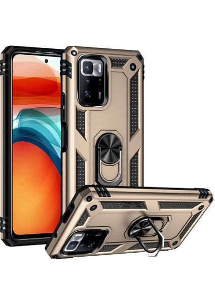 Xiaomi Poco X3 Gt Kılıf Tank Standlı Yüzüklü Mıknatıslı Gold