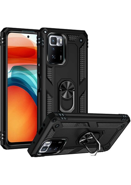 Xiaomi Poco X3 Gt Kılıf Tank Standlı Yüzüklü Mıknatıslı Siyah