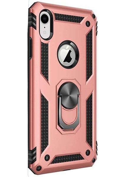 Apple iPhone Xr Kılıf Vega Standlı Yüzüklü Mıknatıslı Bronz