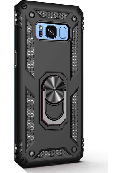 Samsung Galaxy S8 Kılıf Vega Standlı Yüzüklü Mıknatıslı Siyah