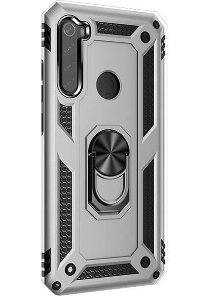 Xiaomi Redmi Note 8 Kılıf Vega Standlı Yüzüklü Mıknatıslı Gümüş