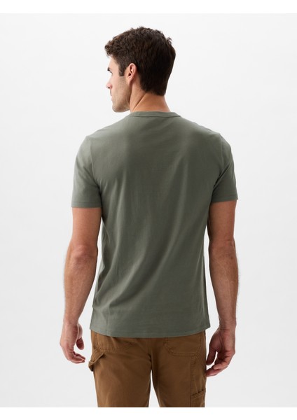 Erkek Gri Gap Grafikli T-Shirt