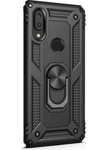 Huawei Y6S 2019 Kılıf Vega Standlı Yüzüklü Mıknatıslı Silikon Siyah