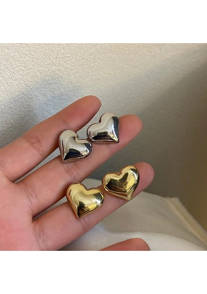 09 Kore Trend Metal Kalp Saplama Küpe Kadınlar Için Punk Zarif Minimalist Pürüzsüz Aşk Kulak Damlaları Kız Parti Takı Çift Hediyeler (Yurt Dışından) fırsatları