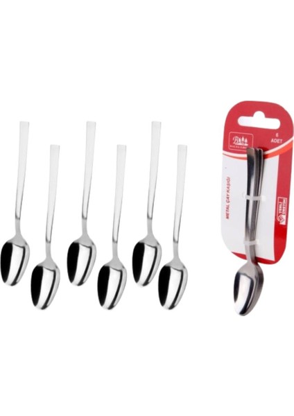 Parlak Metal Çay Kaşığı 6'lı