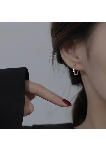 01-Altın Rengi Jwer 2023 Yeni Paslanmaz Çelik Basit Halka Küpe Kadınlar Için Gümüş Renk Çarpık Küpe Kişilik Femme Popüler Aksesuarlar (Yurt Dışından) fırsatları