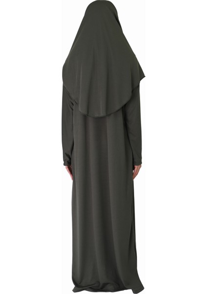 Koyu Haki Fermuarlı Namaz Elbisesi2