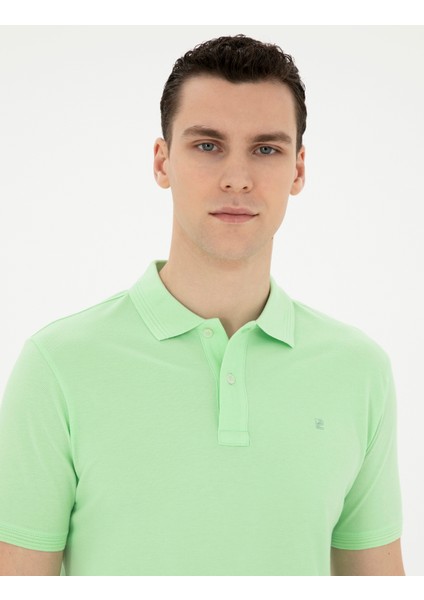 Erkek Fıstık Yeşili Slim Fit Basic Tişört 50280754-VR087