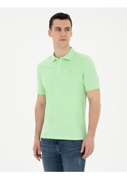 Erkek Fıstık Yeşili Slim Fit Basic Tişört 50280754-VR087