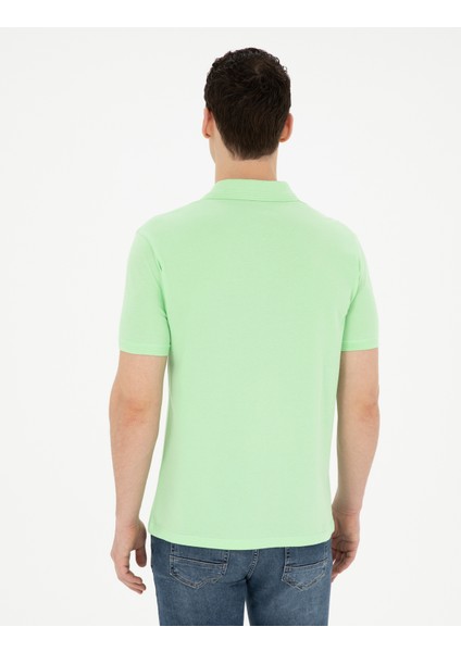 Erkek Fıstık Yeşili Slim Fit Basic Tişört 50280754-VR087