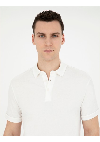 Erkek Ekru Slim Fit Tişört 50291912-VR019 fiyatları