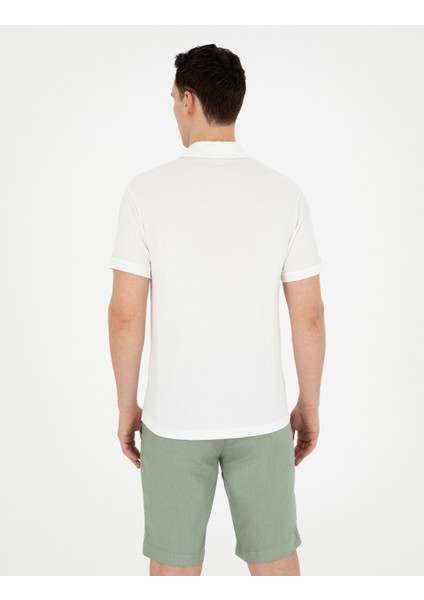 Erkek Ekru Slim Fit Tişört 50291912-VR019 indirimleri