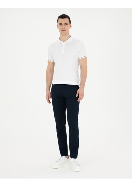 Erkek Lacivert Slim Fit Kanvas Pantolon 50289196-VR033