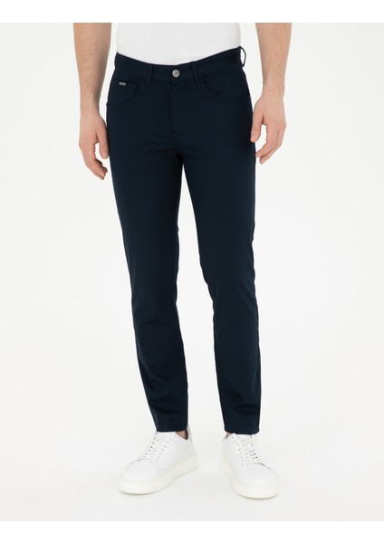 Erkek Lacivert Slim Fit Kanvas Pantolon 50289196-VR033