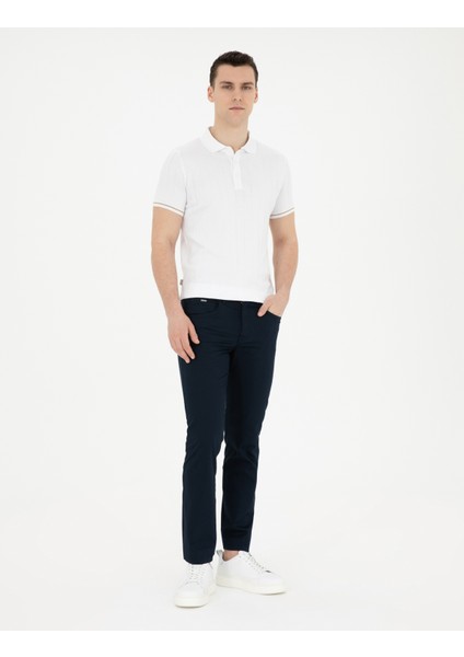 Erkek Lacivert Slim Fit Kanvas Pantolon 50289196-VR033