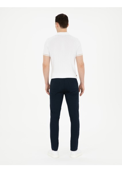 Erkek Lacivert Slim Fit Kanvas Pantolon 50289196-VR033