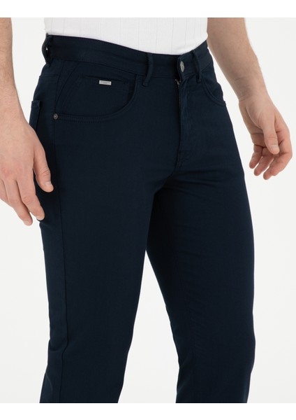 Erkek Lacivert Slim Fit Kanvas Pantolon 50289196-VR033