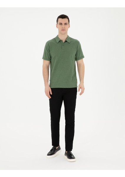 Erkek Siyah Slim Fit Kanvas Pantolon 50289196-VR046