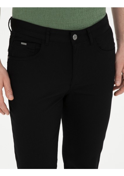 Erkek Siyah Slim Fit Kanvas Pantolon 50289196-VR046