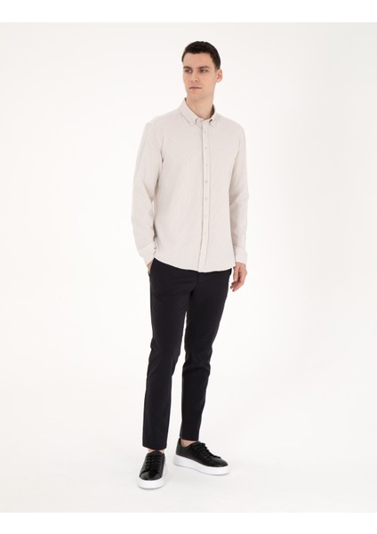 Erkek Bej Slim Fit Uzun Kollu Gömlek 50284109-VR011 fırsatları
