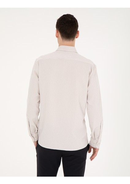Erkek Bej Slim Fit Uzun Kollu Gömlek 50284109-VR011 indirimleri
