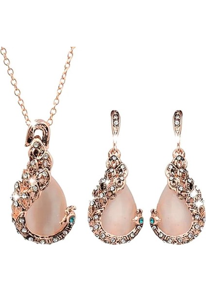 Stil 3 3 Adet/takım Takı Setleri Kadınlar Zarif Su Damlası Rhinestone Kolye Kolye Kanca Küpe Takı Seti (Yurt Dışından) modelleri