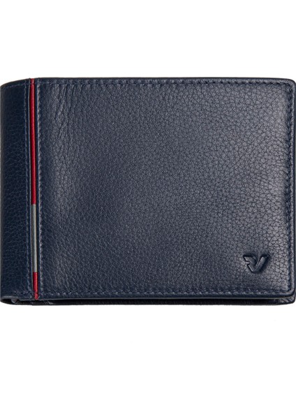 Erkek Cüzdan & Kartlık 41263323 Roncato Boston Small Horizontal Wallet With Coins Pocket Navy Blue