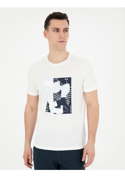 Erkek Ekru Slim Fit Tişört 50280942-VR019 modelleri