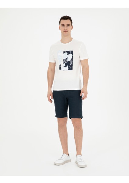 Erkek Ekru Slim Fit Tişört 50280942-VR019 fırsatları