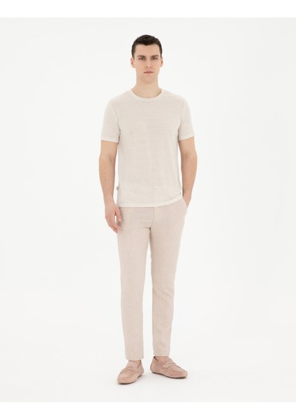 Erkek Bej Slim Fit Basic Tişört 50288156-VR011 fırsatları