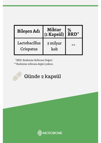 Lactobacillus Crispatus 30 Kapsül Probiyotik Probiotic