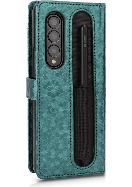 Samsung Galaxy Z Için Kılıf Fold 4 Manyetik Toka Deri Cüzdan Kapak (Yurt Dışından)