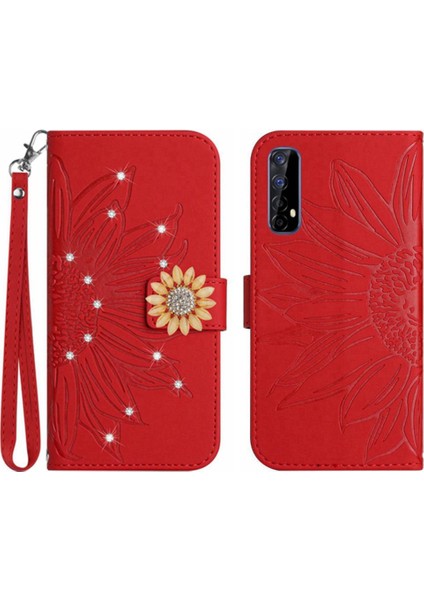Realme 7 Telefon Kılıfı Için Kılıf Flip Cüzdan Kredi Kartı Kartı Tutucu Pu Flip (Yurt Dışından)