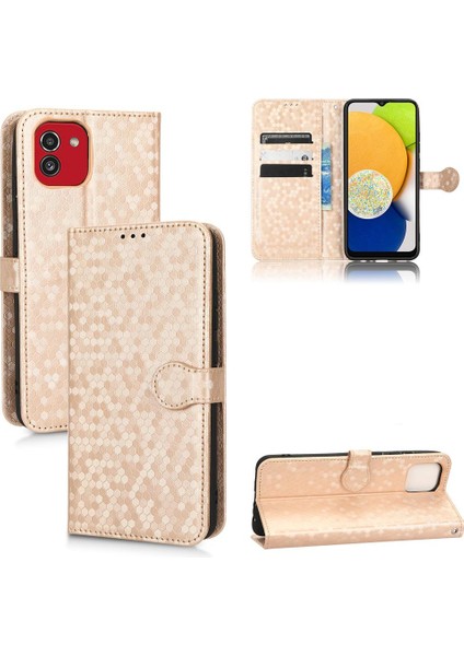 Samsung Galaxy A03 Manyetik Toka Geometrik Desen Deri Kapak Için Kılıf (Yurt Dışından)