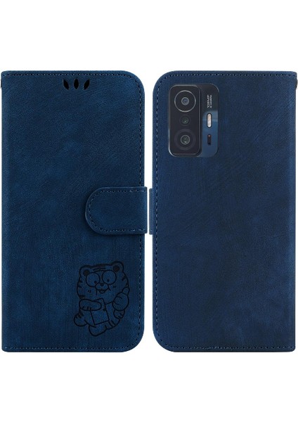 Xiaomi 11T/11T Pro Flip Folio Kabartmalı Sevimli Kaplan Cüzdan Kılıf (Yurt Dışından)