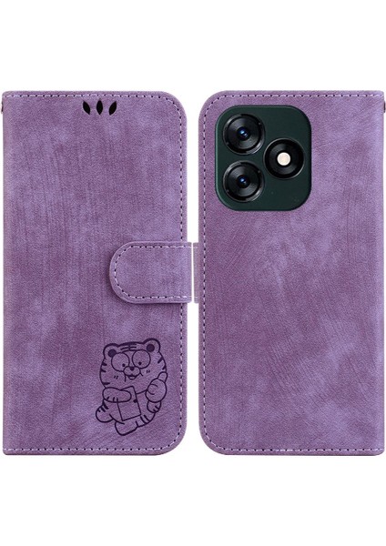 Tecno Kıvılcım 10C Kabartmalı Sevimli Kaplan Kartı Cep Flip Folio Cüzdan Için Kılıf (Yurt Dışından)
