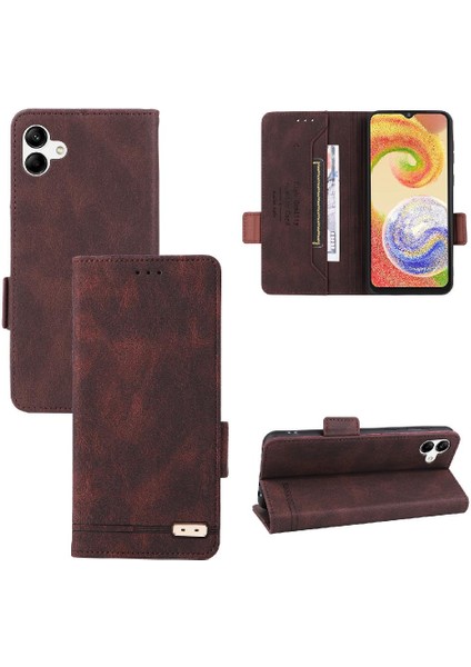 Kart Tutucu Kickstand Deri Folio ile Samsung Galaxy A04 4g Için Kılıf (Yurt Dışından)