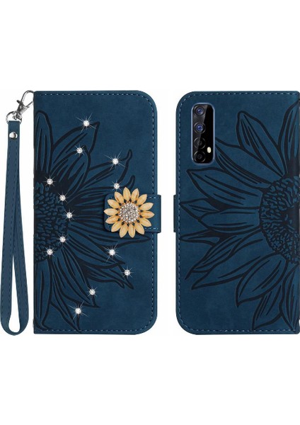 Realme 7 Telefon Kılıfı Için Kılıf Flip Cüzdan Kredi Kartı Kartı Tutucu Pu Flip (Yurt Dışından)