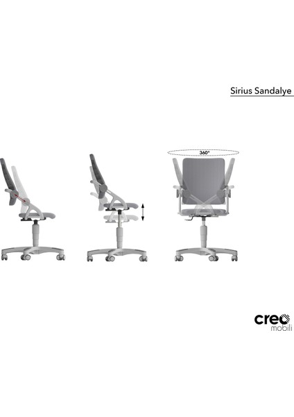 Creo Mobili Sirius Advanced Yükseklik Ayarlı Çalışma Masası Takımı(Çalışma Masası + Sandalye) - Beyaz / Fuşya