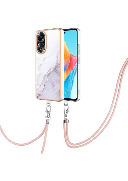 Oppo A58 4g Mermer Anti-Çizik Yumuşak Crossbody Kordon Telefon Kılıfı (Yurt Dışından)