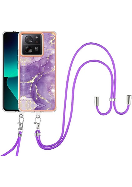 Xiaomi 13T/13T Pro Yumuşak Mermer Crossbody Telefon Kılıfı (Yurt Dışından)