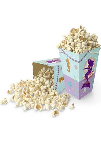 Doğum Günü Deniz Kızı Popcorn Kutusu 8 Adet