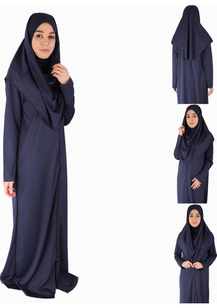 Koyu Lacivert Fermuarlı Namaz Elbisesi3