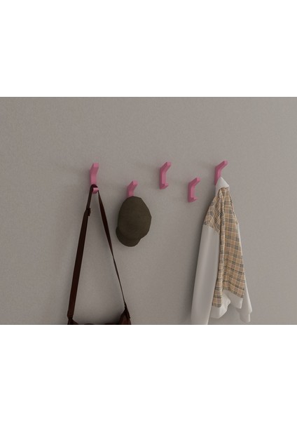 Modern Duvar Kanca Askılık - 5 Adet Pembe Askılık - Model 102 modelleri