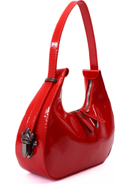 Kadın Rugan Deri Baget Cherry Bag Kol Çantası fiyatları