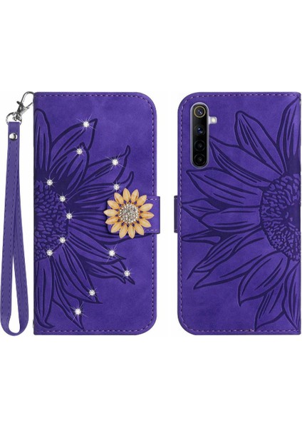 Realme 6 Telefon Kılıfı Için Kılıf Flip Cüzdan Kredi Kartı Kartı Tutucu Pu Flip (Yurt Dışından)