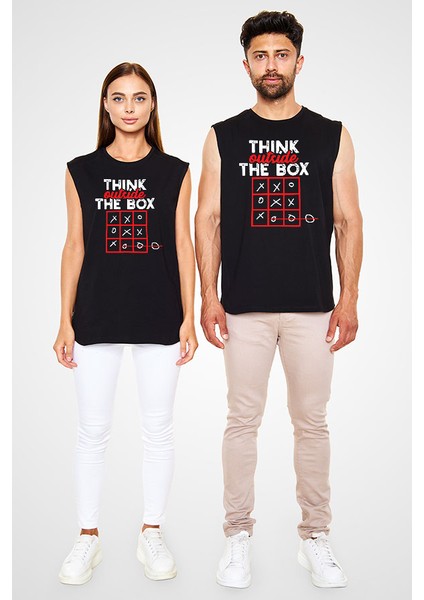 Think Outside Box Siyah Unisex Kolsuz Kesik Kol T-Shirt fiyatları