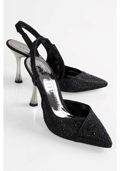 Liberty Siyah Saten Taş Işlemeli Topuklu Ayakkabı modelleri