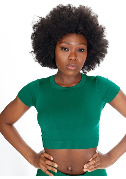 Hera Seamless Kısa Kol Crop Yeşil