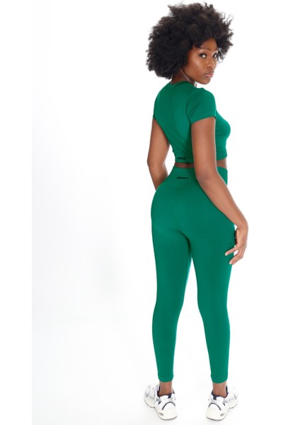 Hera Seamless Kısa Kol Crop Yeşil fırsatları
